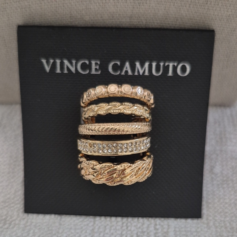 Vince Camuto Gold Textured Ring Set
